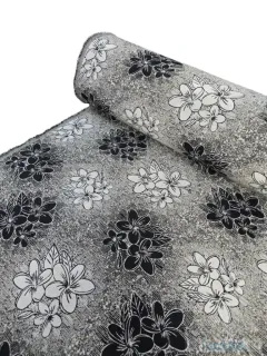 Stofa tip goblen pentru tapiterie imprimeu floral nuante de grej