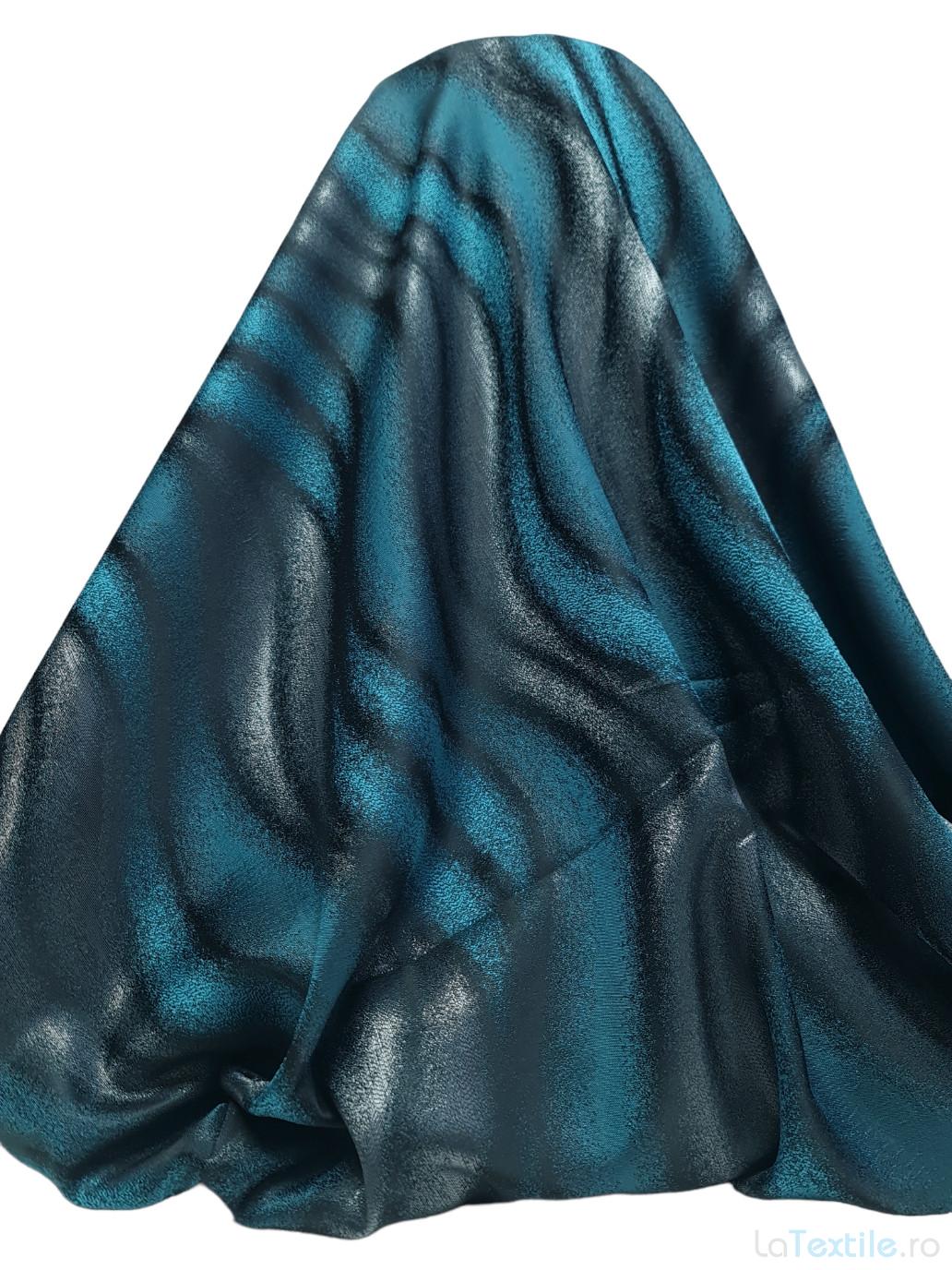 Material draperie OMMA degrade cu spirale turcoaz
