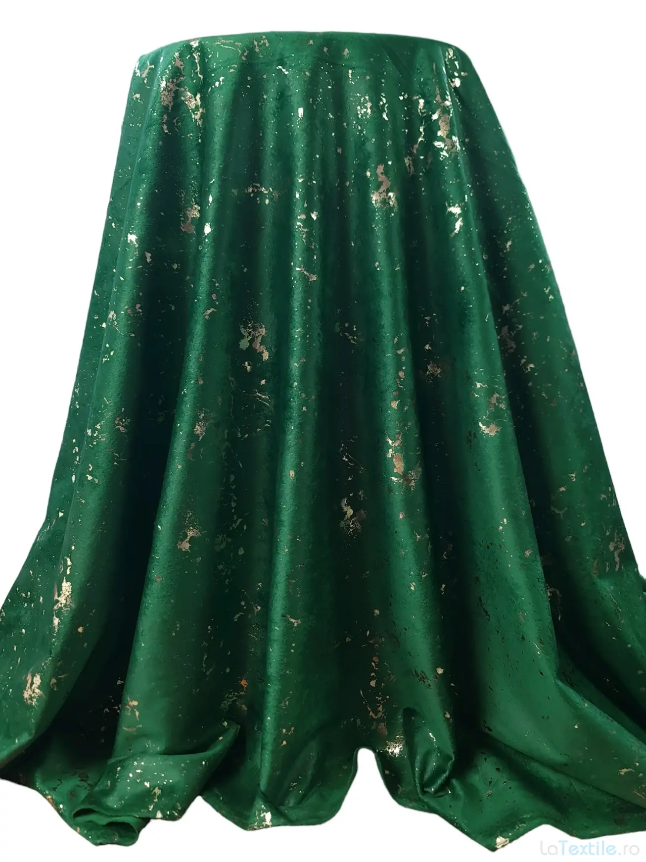 Material draperie Glamour verde cu insertii aurii