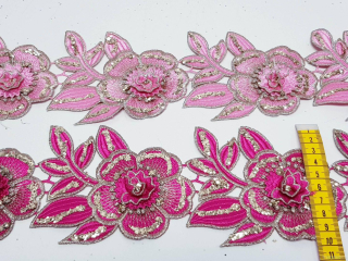 Dantela roz si ciclamen model floral 3d si aplicatii micropaiete