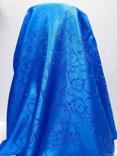Material draperie albastru electric cu model ramurele