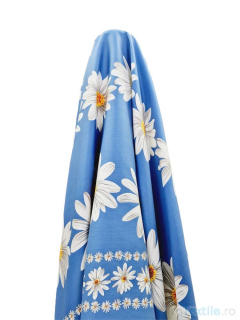 Tercot bleu cu imprimeu floral si bordura