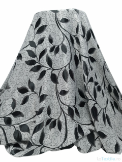Material draperie cu 2 fete frunze negre