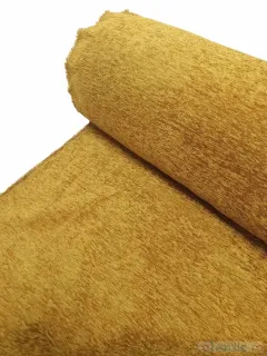 Material stofa pentru tapiterie plusata galben mustar