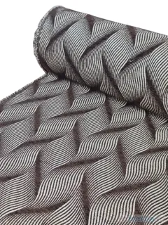 Material stofa pentru tapiterie plusata maro cu model 3D