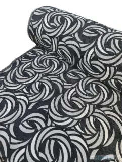 Material stofa pentru tapiterie plusata negru cu model argintiu