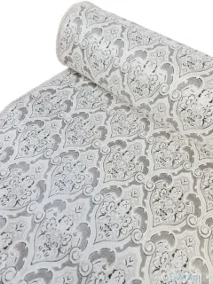 Material stofa pentru tapiterie plusata model barok ivoire
