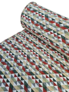 Material stofa pentru tapiterie plusata model triunghiuri multicolor