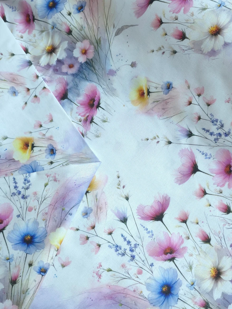 Bumbac satinat Ranforce Pastel Garden