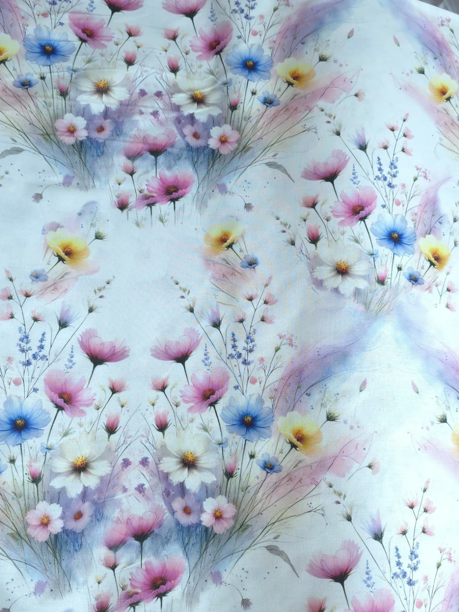 Bumbac satinat Ranforce Pastel Garden
