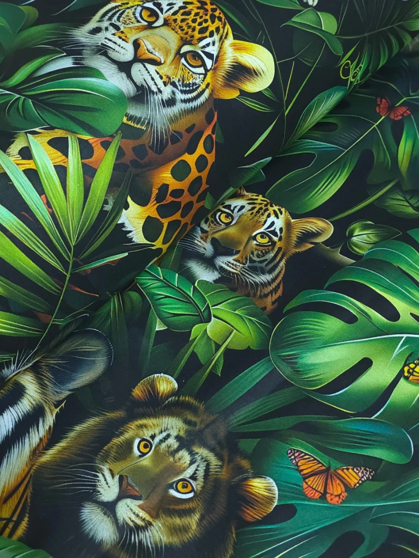Bumbac satinat Ranforce Tropical Jungle