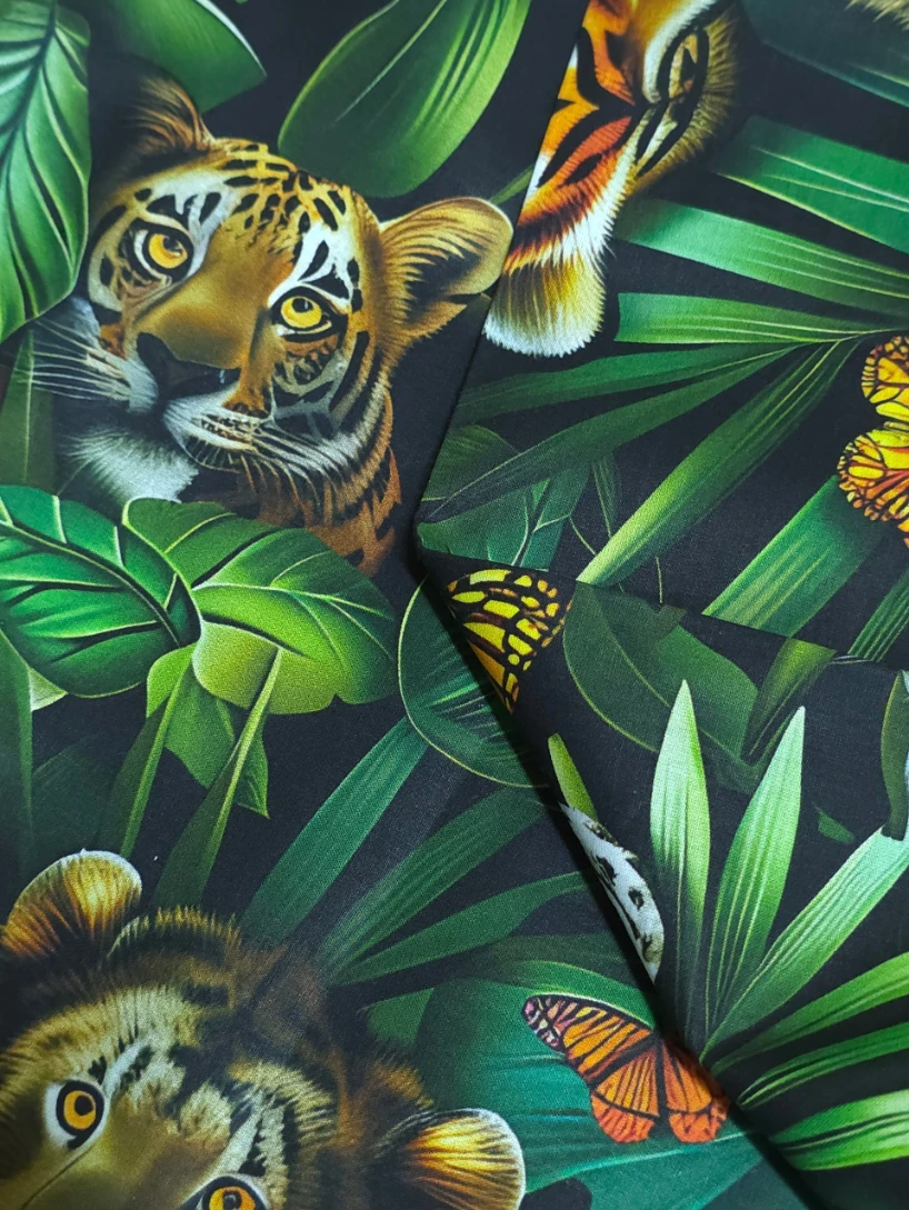Bumbac satinat Ranforce Tropical Jungle