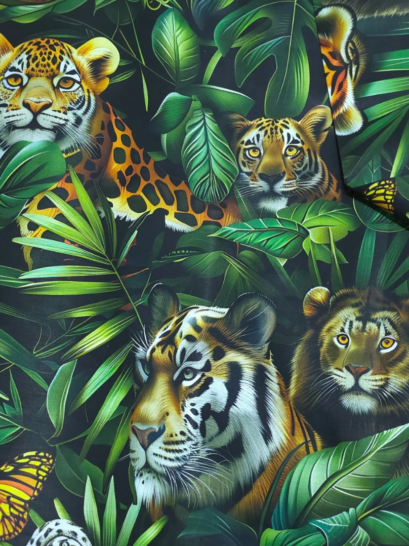 Bumbac satinat Ranforce Tropical Jungle