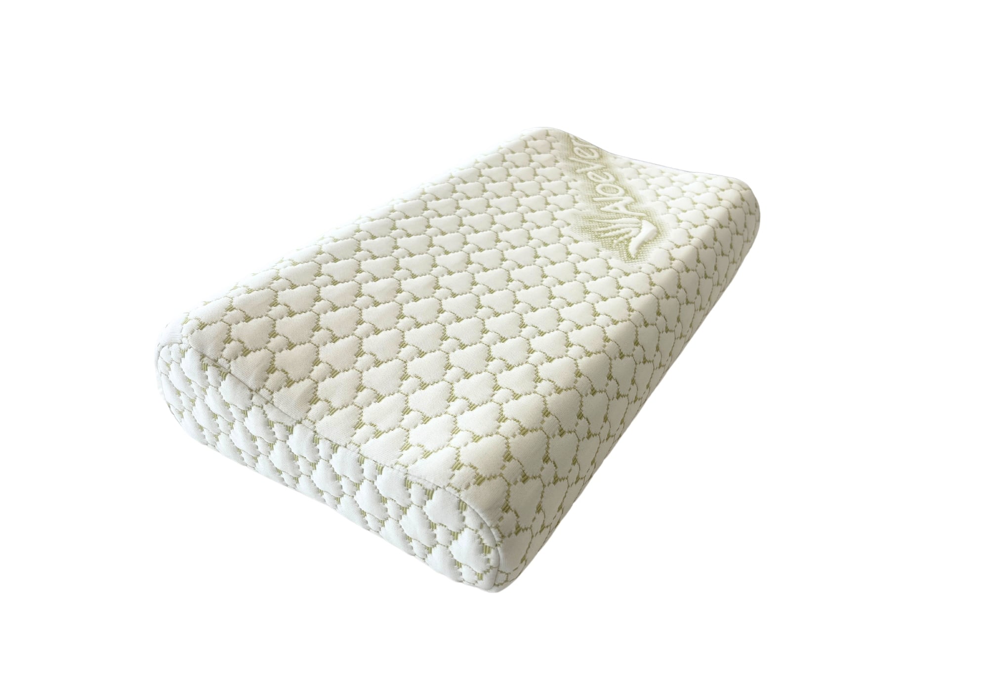 Pernă ergonomică cu spumă cu memorie Aloe Vera 30x50x10/8 cm ambalată în geantă