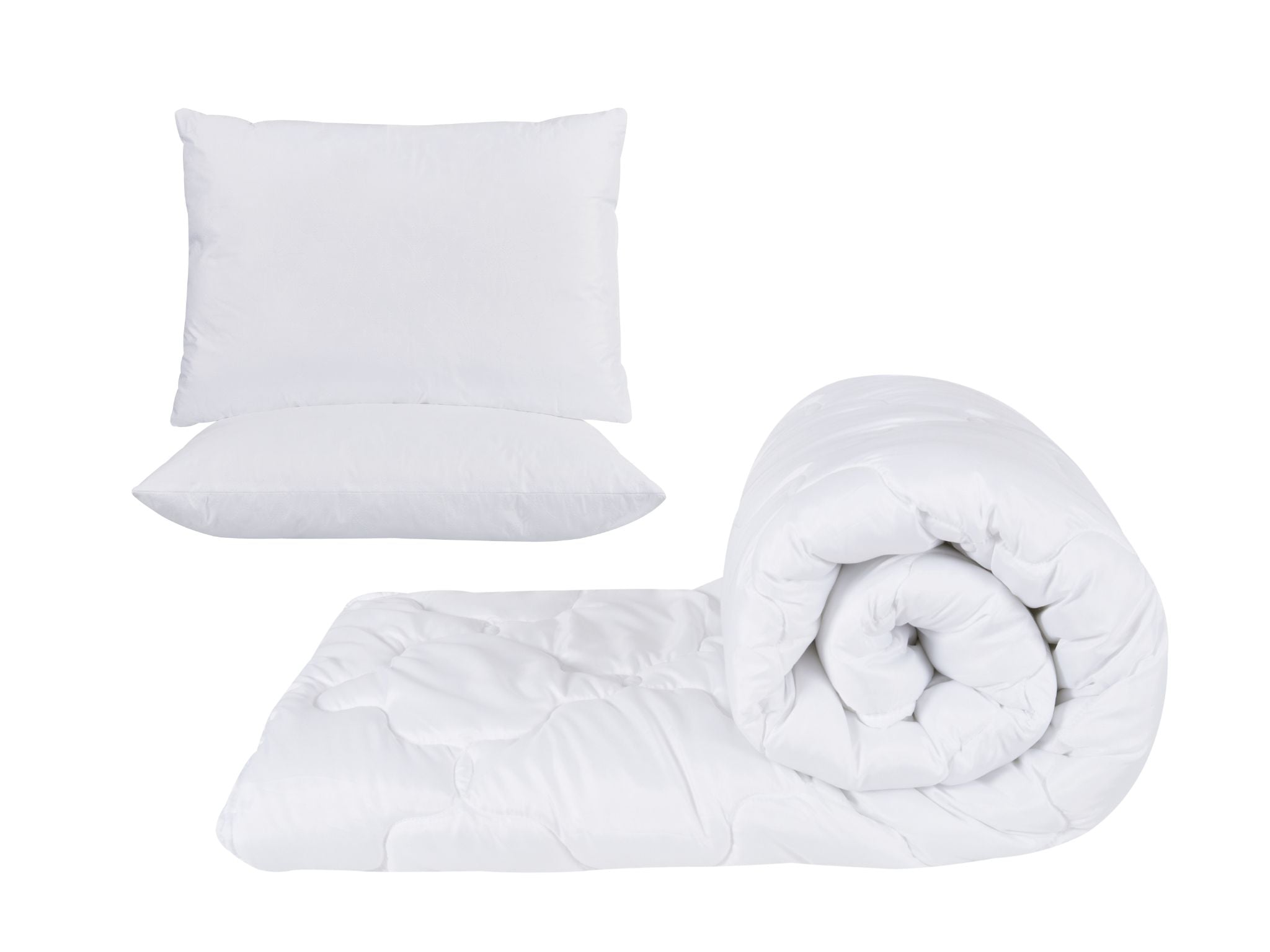 Set alb pilotă 180x200 cm 250 g/m² cu două perne nematlasate 50x70 cm