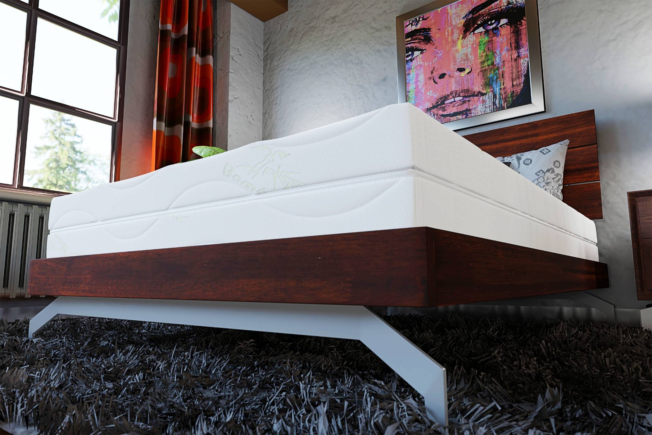 Husă matlasată Bambus 90x200 cm cu elastic, tricot cu fibre de bambus
