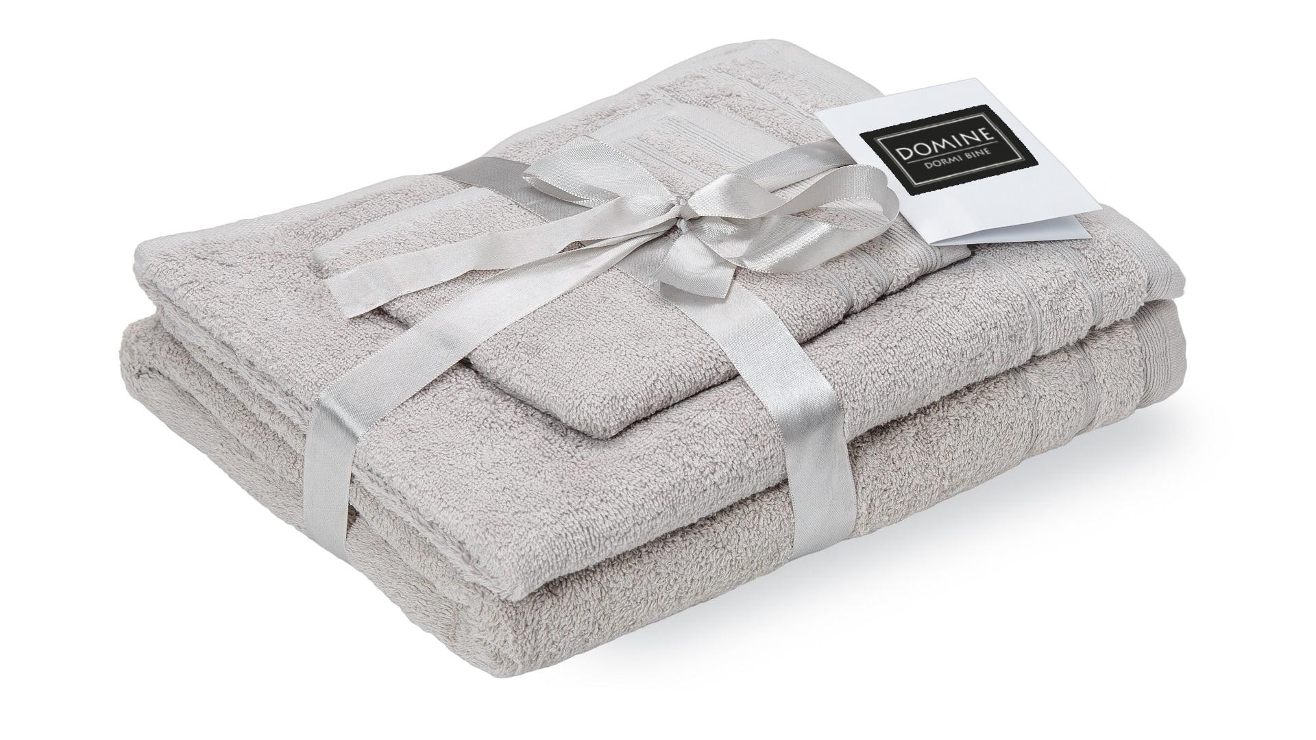Set 3 prosoape bumbac Domine 600 g/m² gri, model grecesc