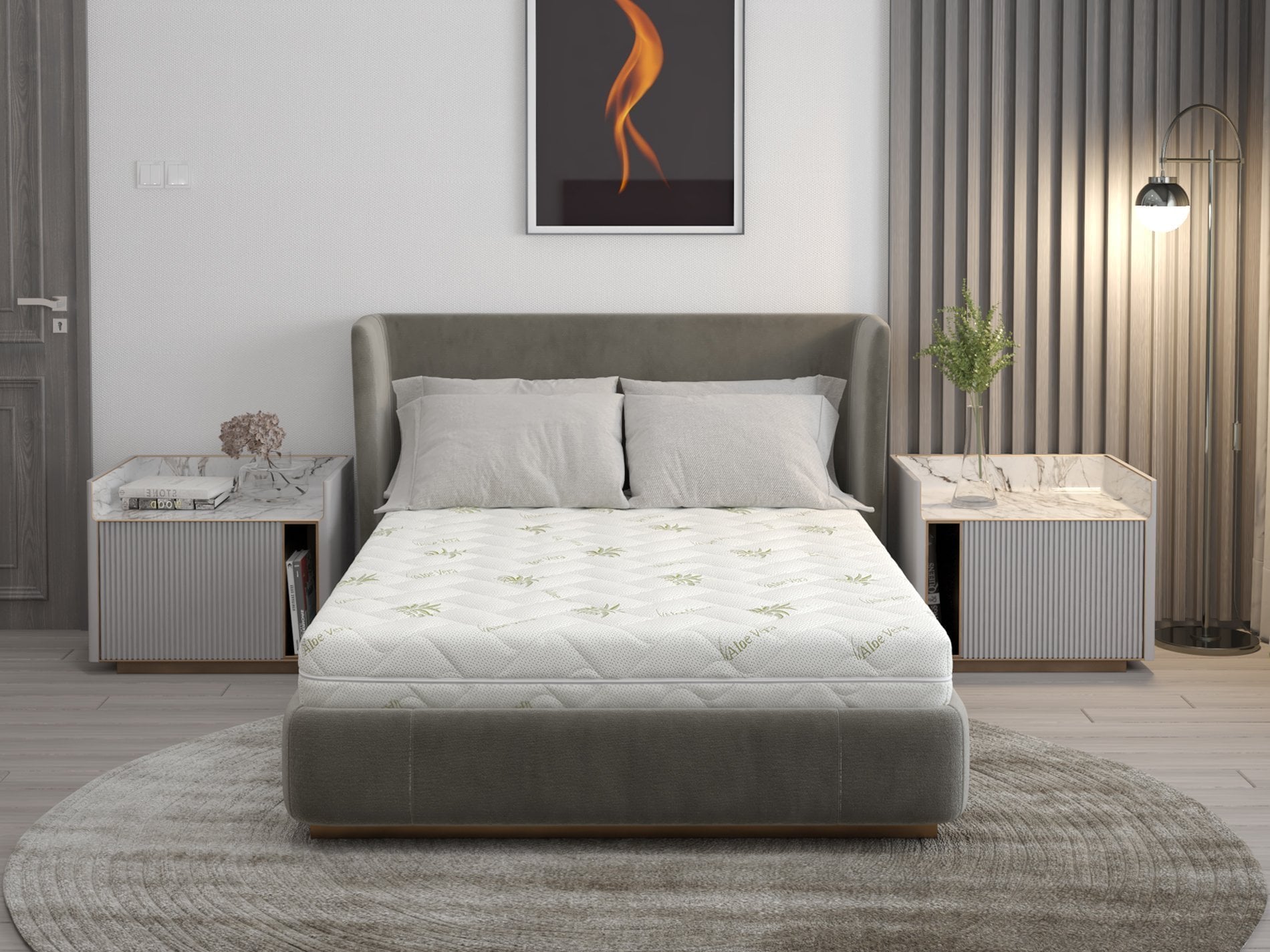 Saltea 140x200 cm din spumă elastică cu husă Aloe Vera detașabilă