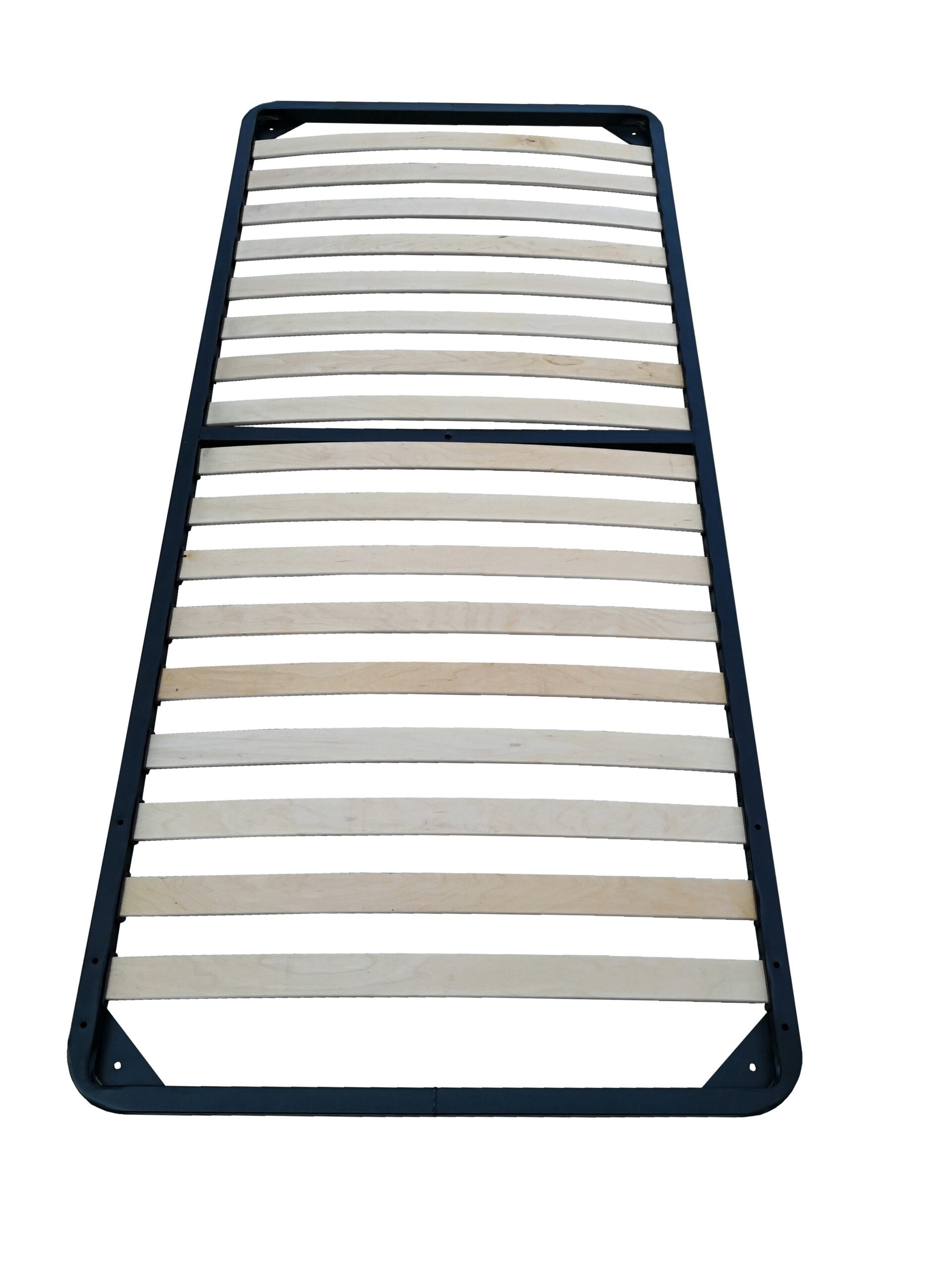 Somieră rabatabilă metalică 90x200 cm cu lamele mesteacan