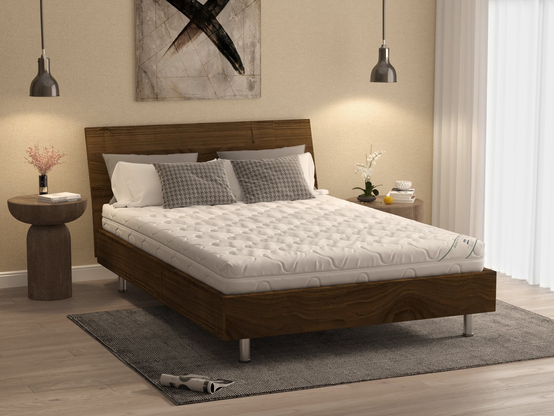 Saltea hipoalergenică 140x190 cm, spumă poliuretanică, husă bumbac detașabilă