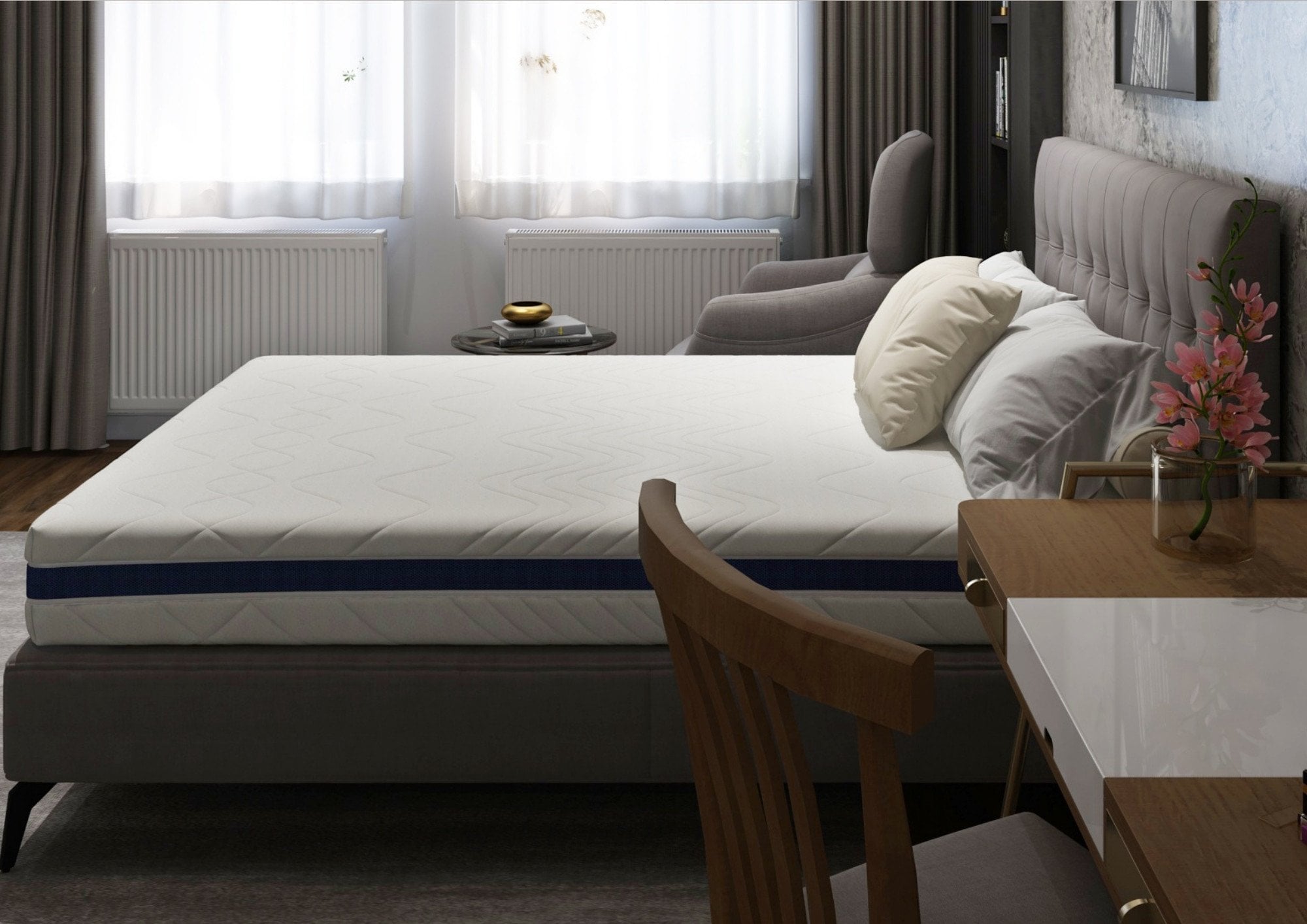 Saltea cu strat memory 80x200 cm, înălțime 18 cm, husă lavabilă detașabilă