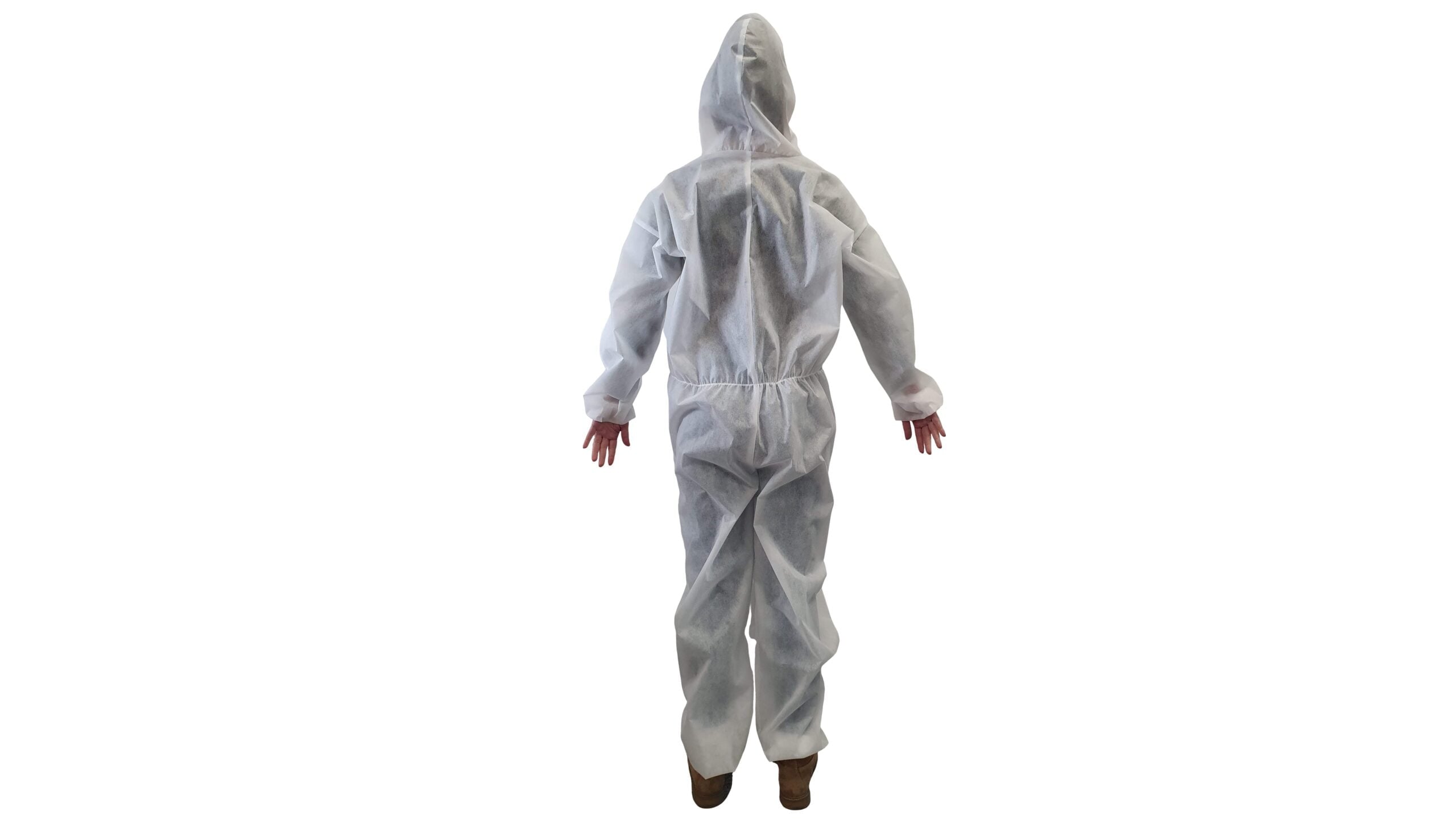 Combinezon unică folosință alb polipropilena TNT 40 g/m² M cu glugă