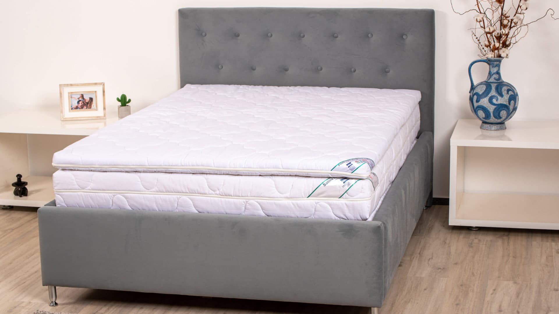 Topper hipoalergenic bumbac 100% detașabil lavabil 90°C, 180x200 cm