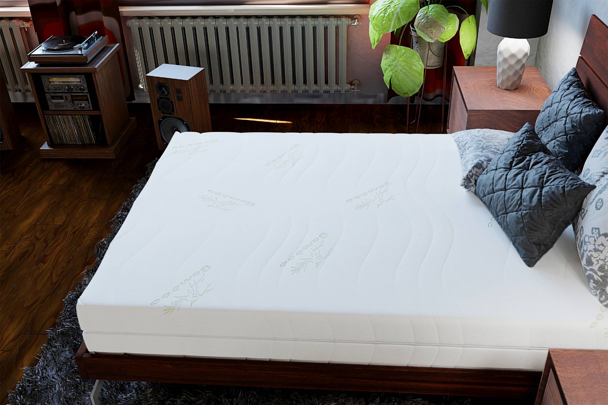 Saltea cu memorie 140x200 cm, husă tricot bambus detașabilă, fermitate medie