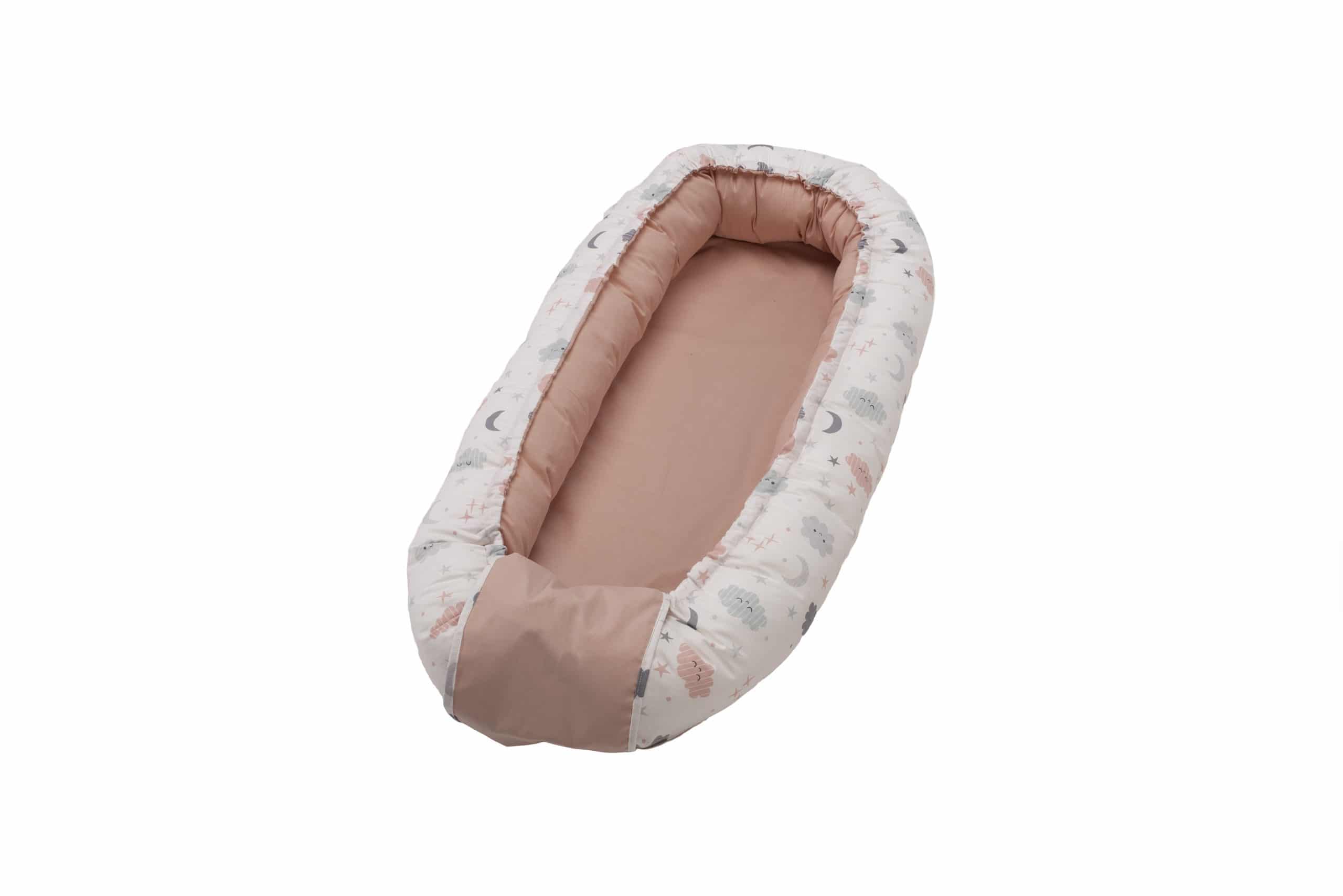 Cuib ergonomic pentru bebeluș din microfibră, 94x60 cm, roz