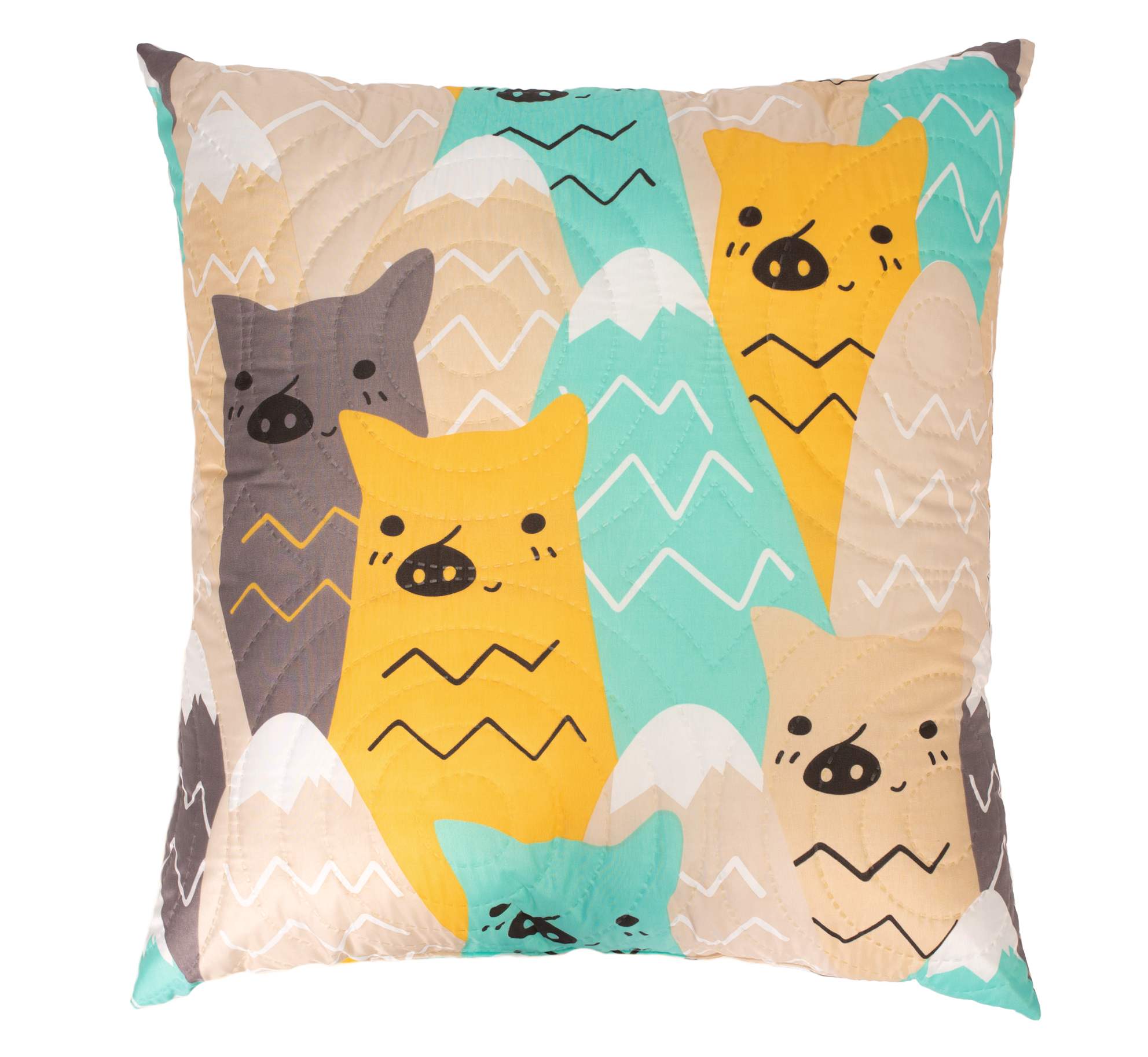 Set 2 perne pătrate 70x70 cm din microfibră cu imprimeu Cat