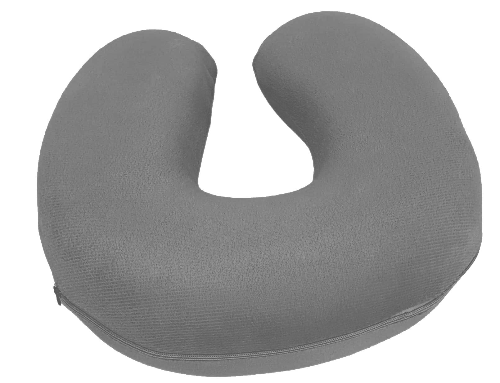 Pernă ortopedică de călătorie cu spumă memory foam și husă gri detașabilă, 32x32x8 cm