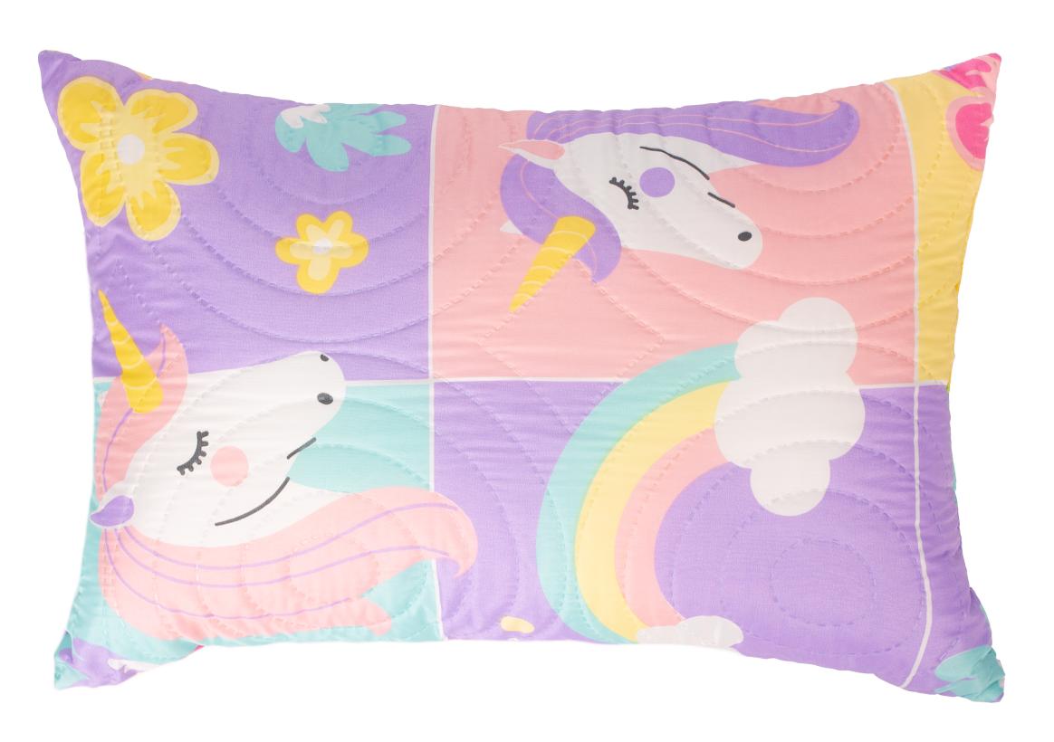 Pernă 50x70 cm cu imprimeu Unicorn, microfibră matlasată