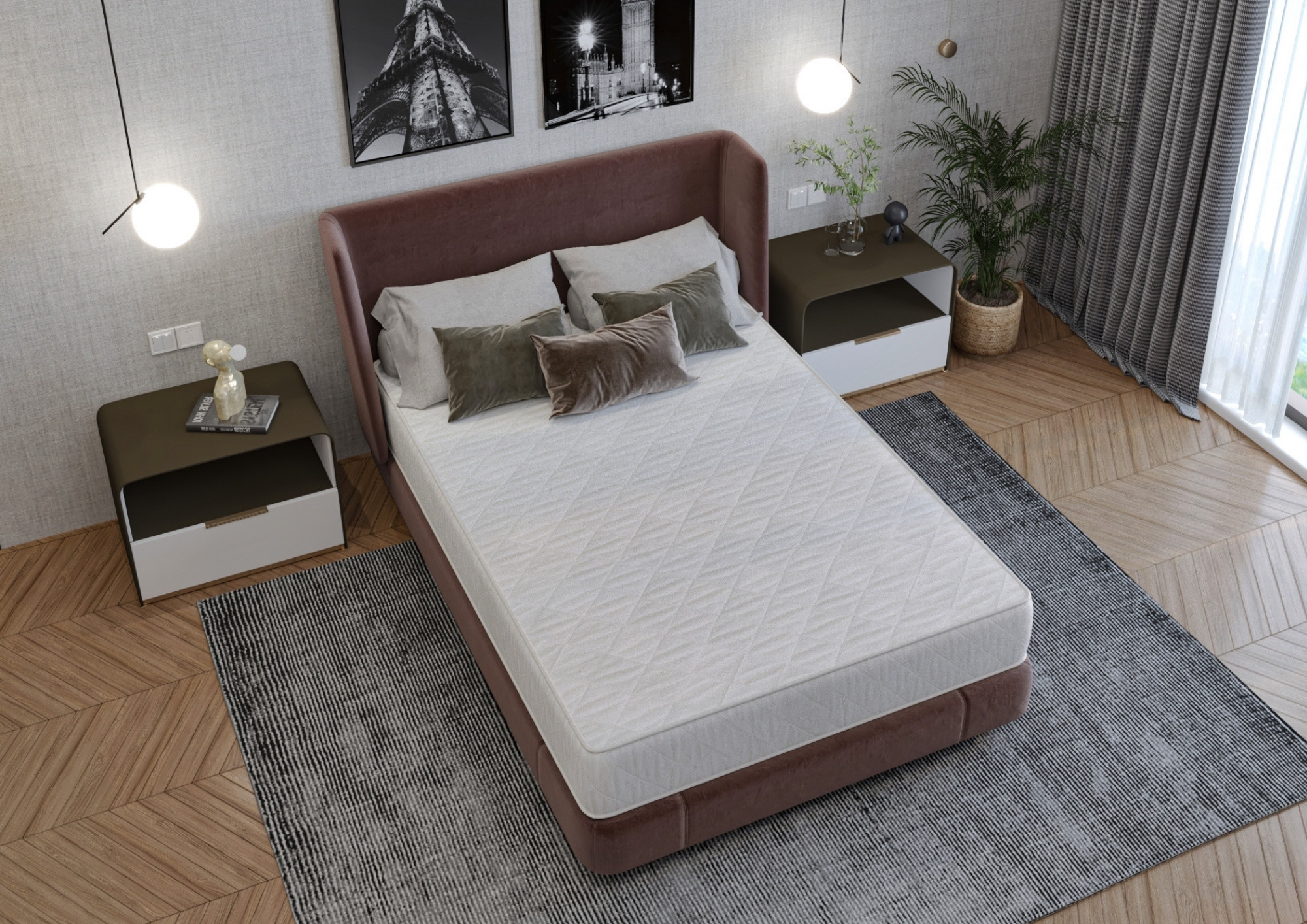 Saltea cu arcuri Bonnell 90x200x20 cm, husă matlasată tricot poliester
