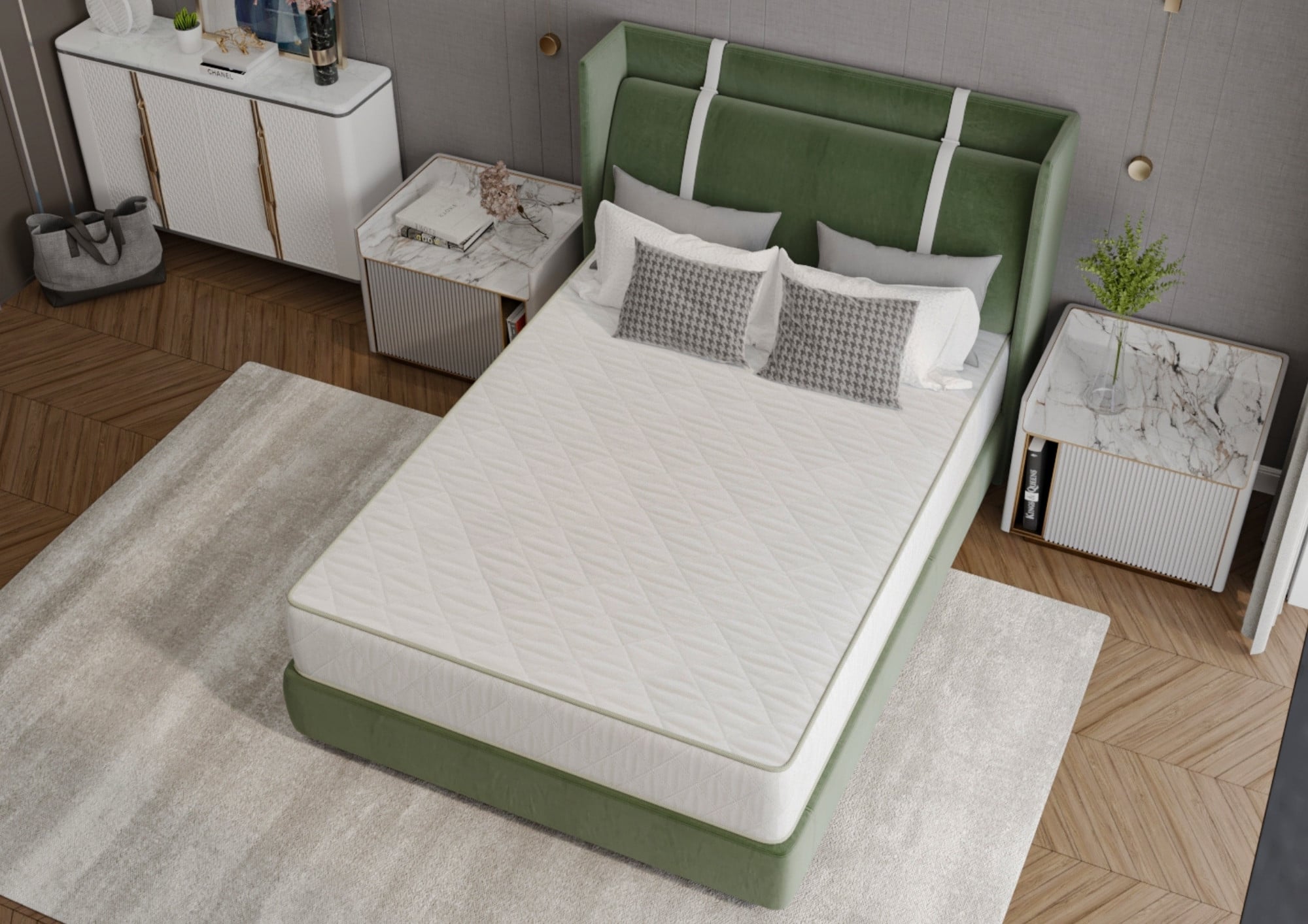 Saltea cu arcuri Bonell 90x200 cm, înălțime 22 cm, husă matlasată