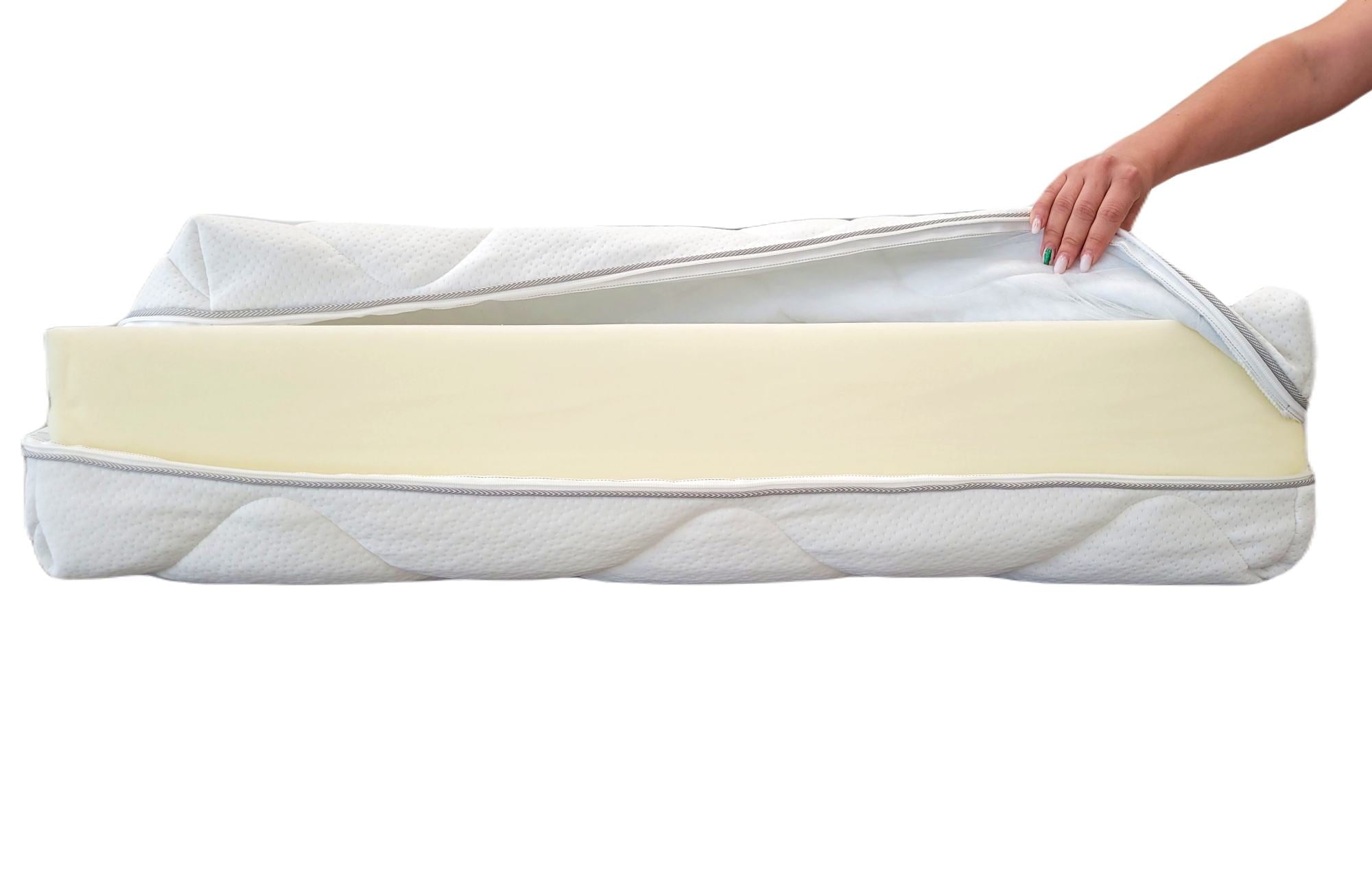 Husă de saltea matlasată 100x200x18 cm, detașabilă cu fermoar pe 4 laturi