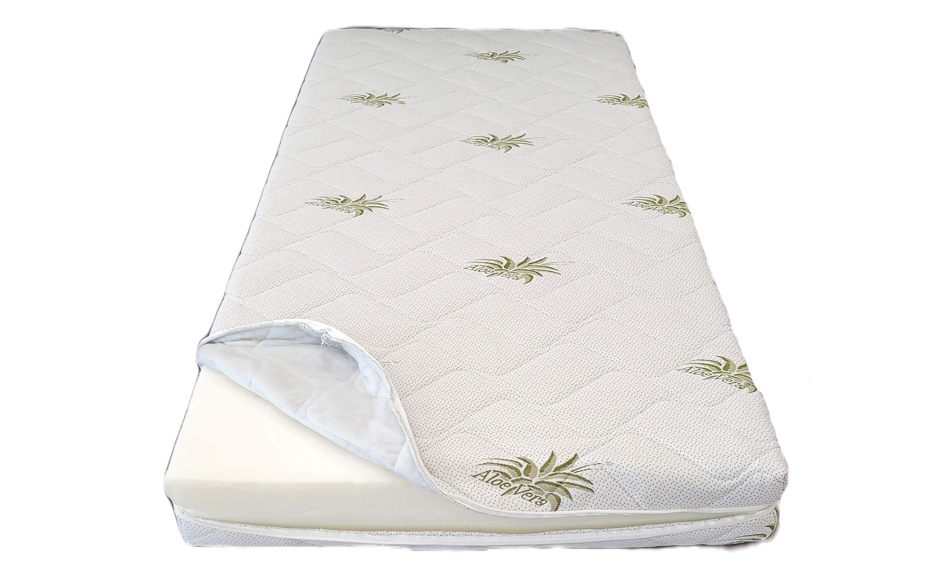 Husă matlasată Aloe Vera 180x190x14 cm cu fermoar pentru spălare separată