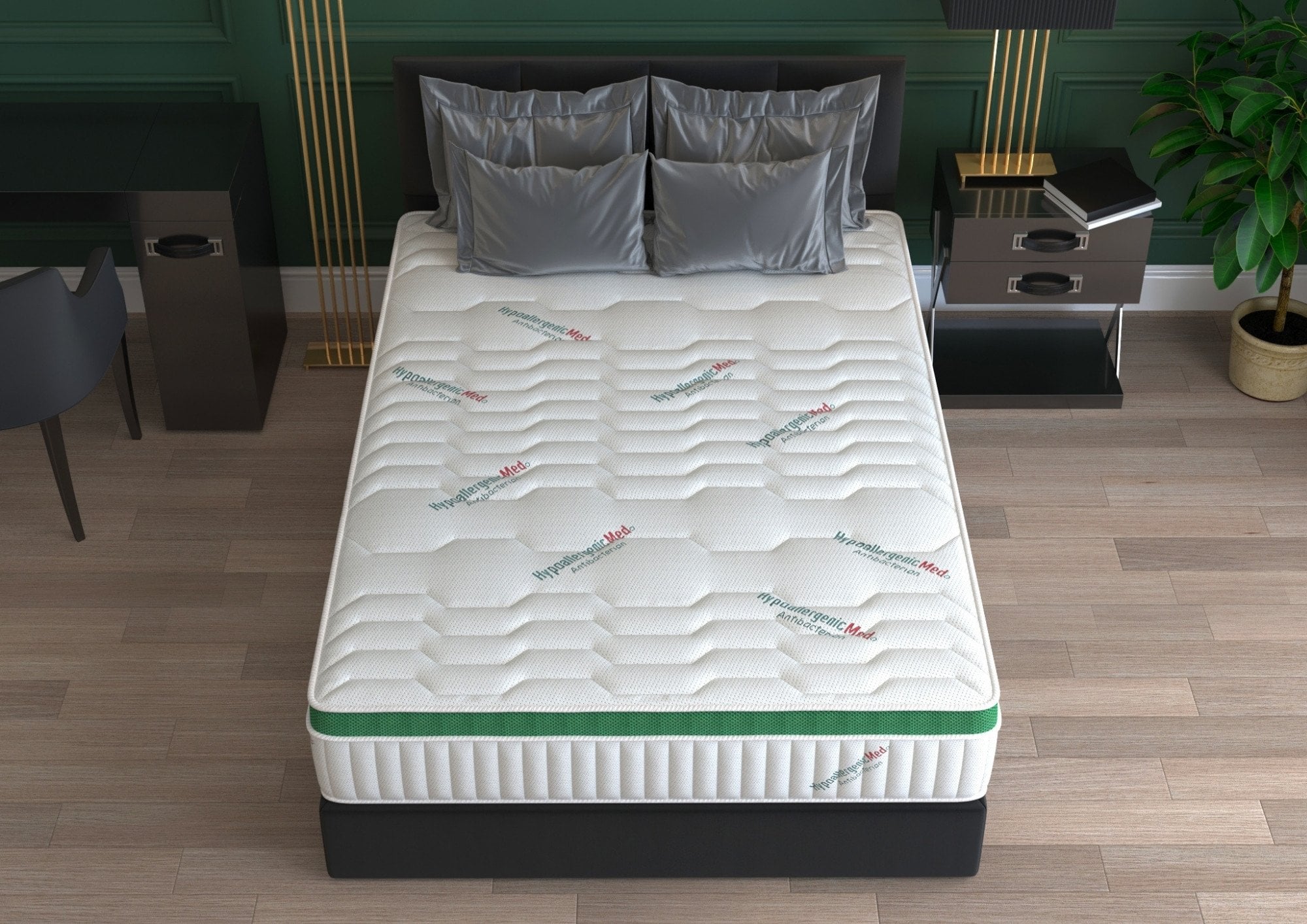 Saltea cu arcuri Bonell HypoallergenicMed Primo Protect 180x200 cm, înălțime 23 cm, husă antibacteriană și hipoalergenică