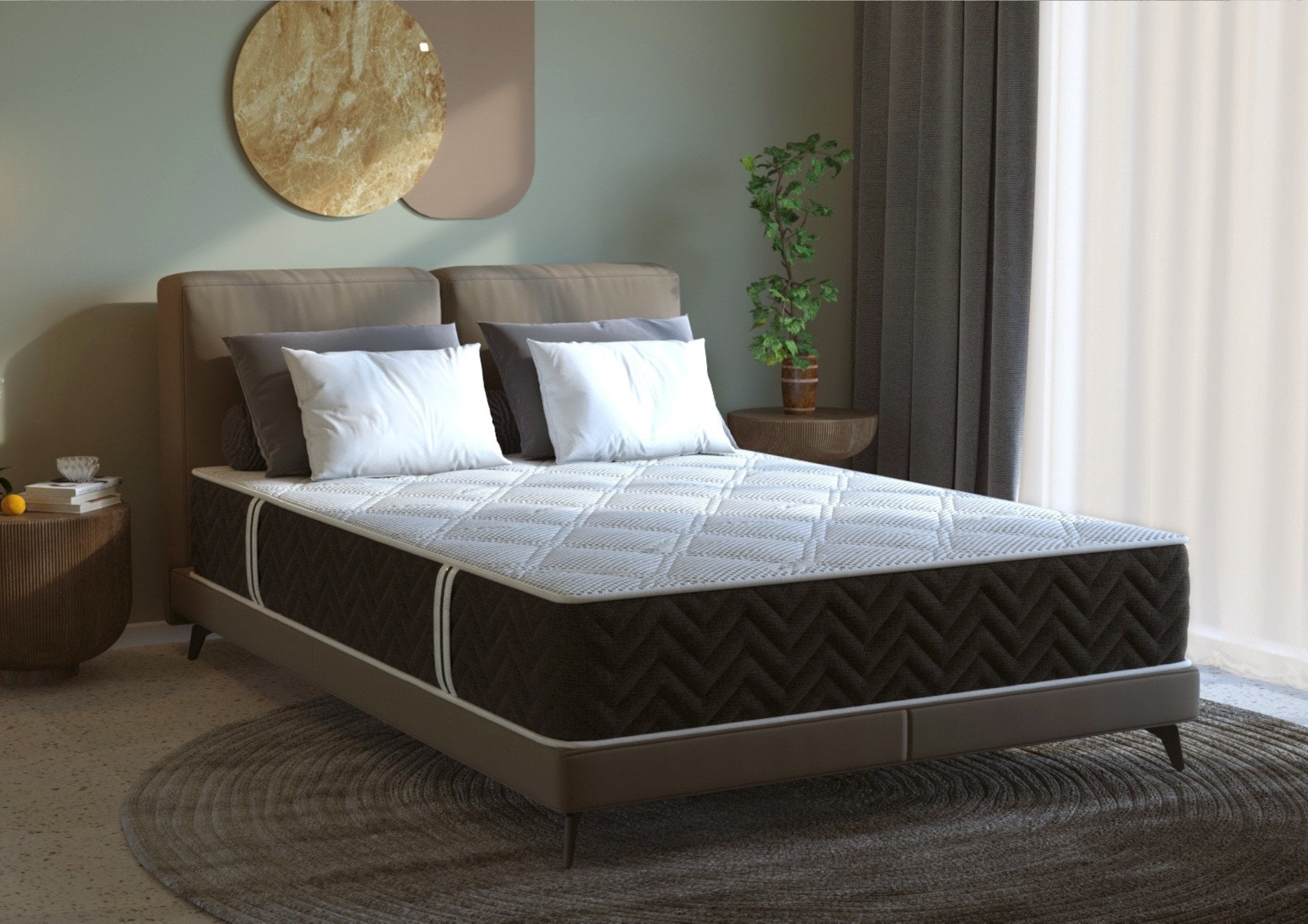Saltea cu arcuri Pocket reversibilă 120x200 cm, înălțime 22 cm, husă tricot cu fir argintat, fermitate medie