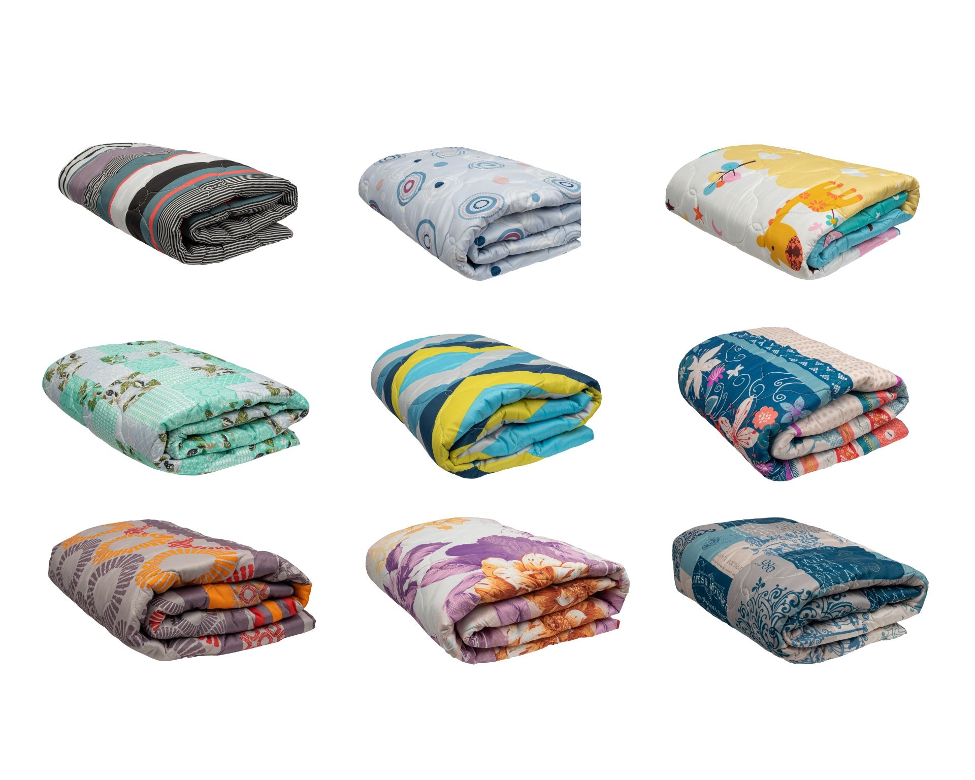 Pilotă matlasată microfibră cu imprimeu 180x210 cm, umplutura 250 g/m²