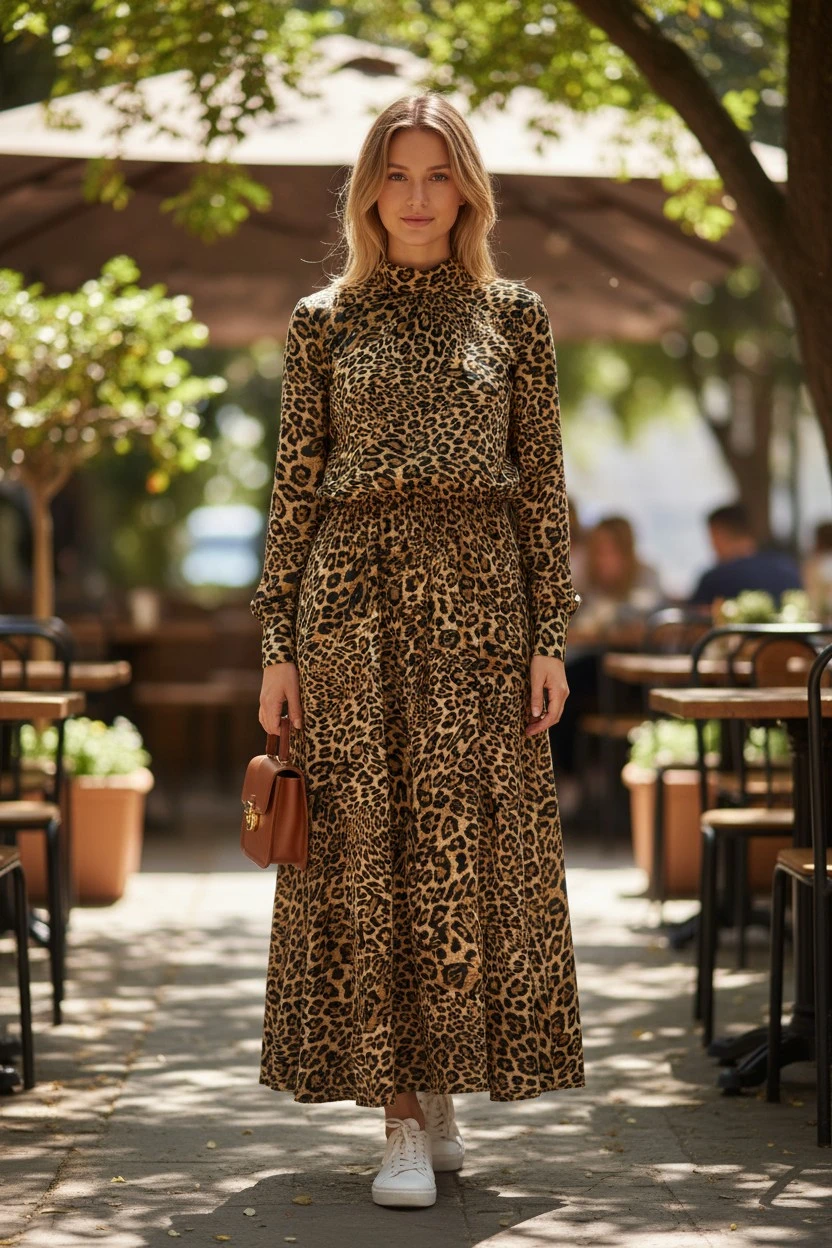 Matase tip piersica animal print fin