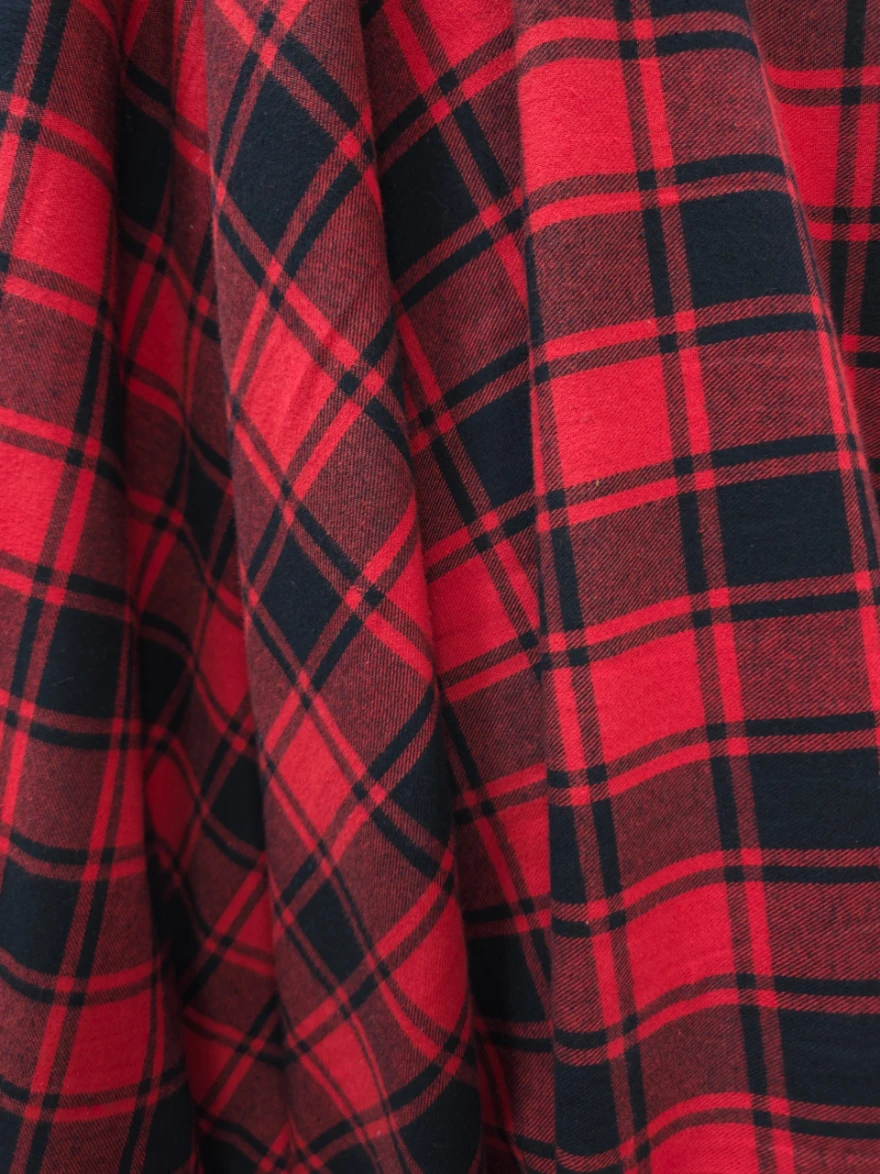 Flanel din bumbac carouri rosu si negru