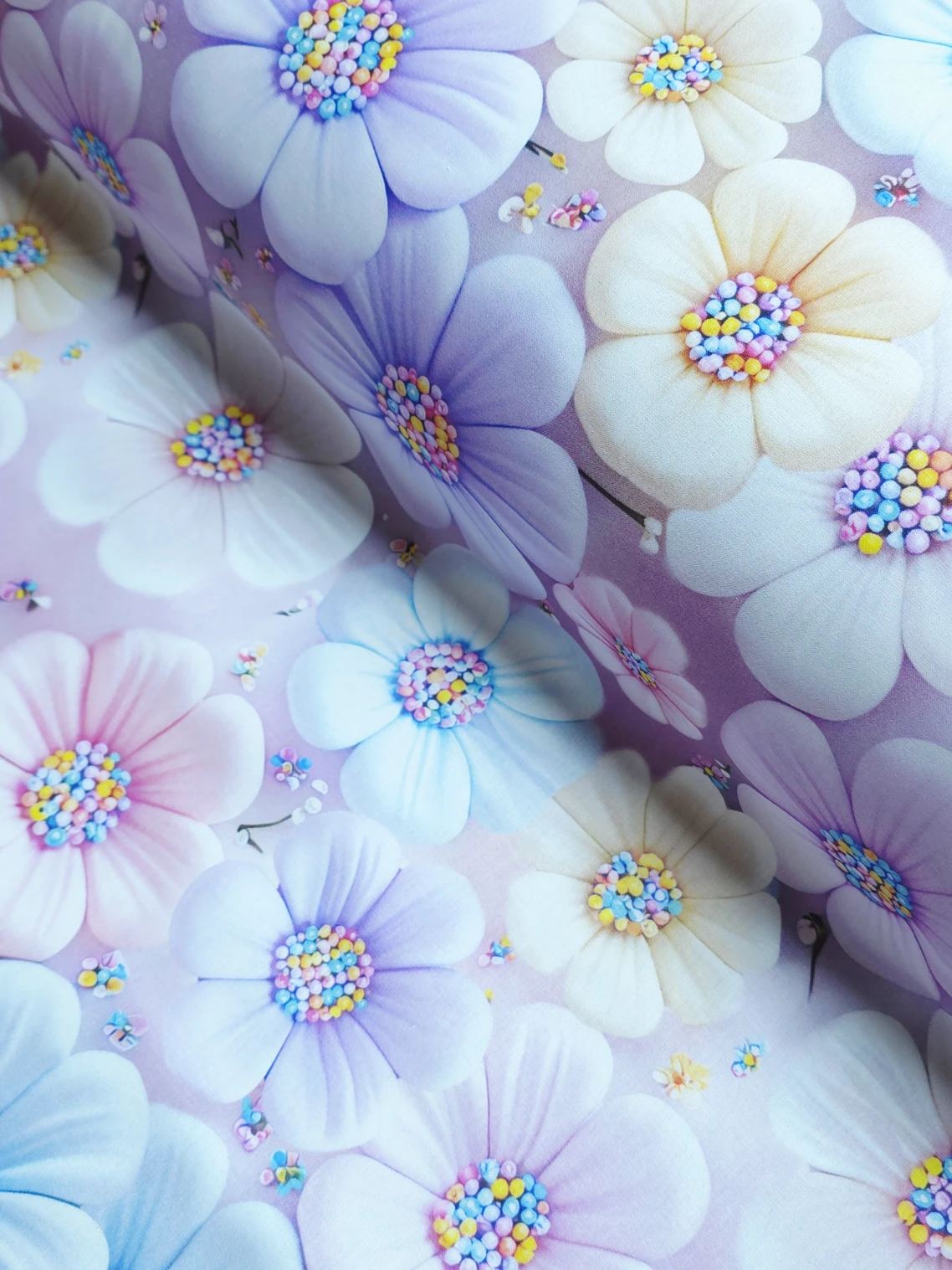 Bumbac ranforce premium Pastel Daisy Bloom