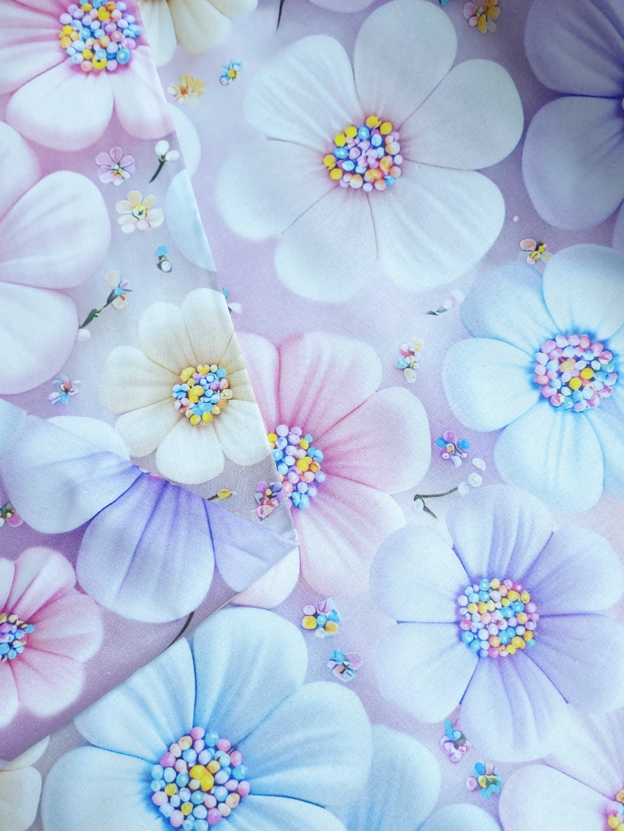 Bumbac ranforce premium Pastel Daisy Bloom