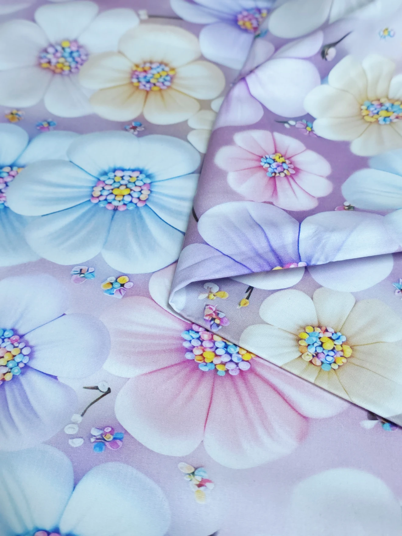 Bumbac ranforce premium Pastel Daisy Bloom