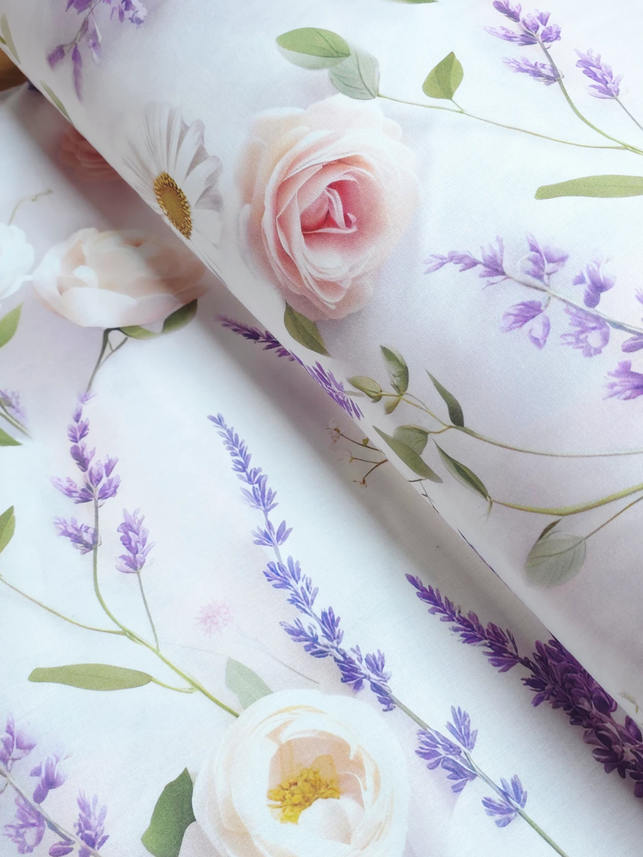 Bumbac ranforce premium Lavender Rose Garden