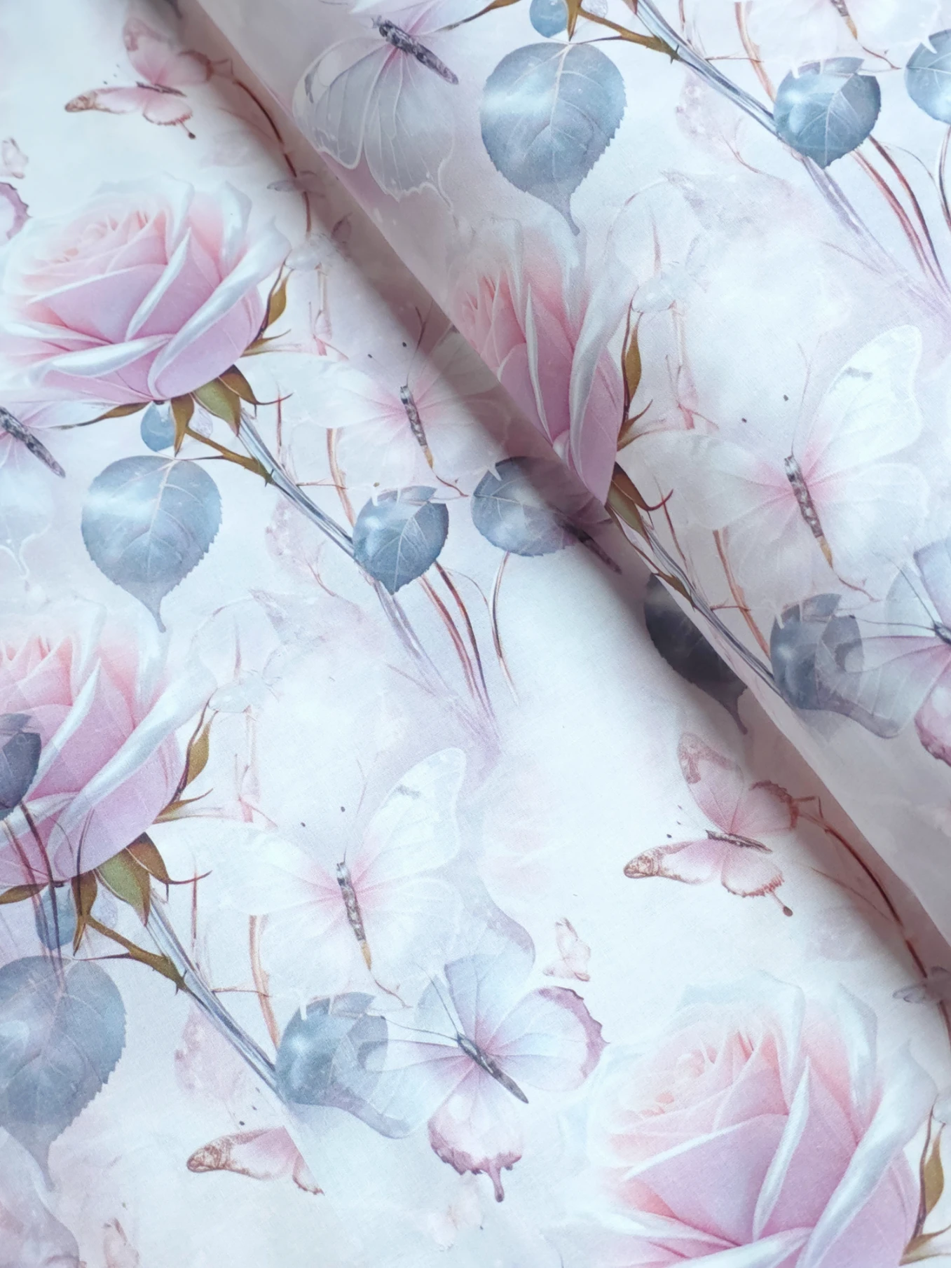 Bumbac ranforce premium Rose Butterfly Whisper