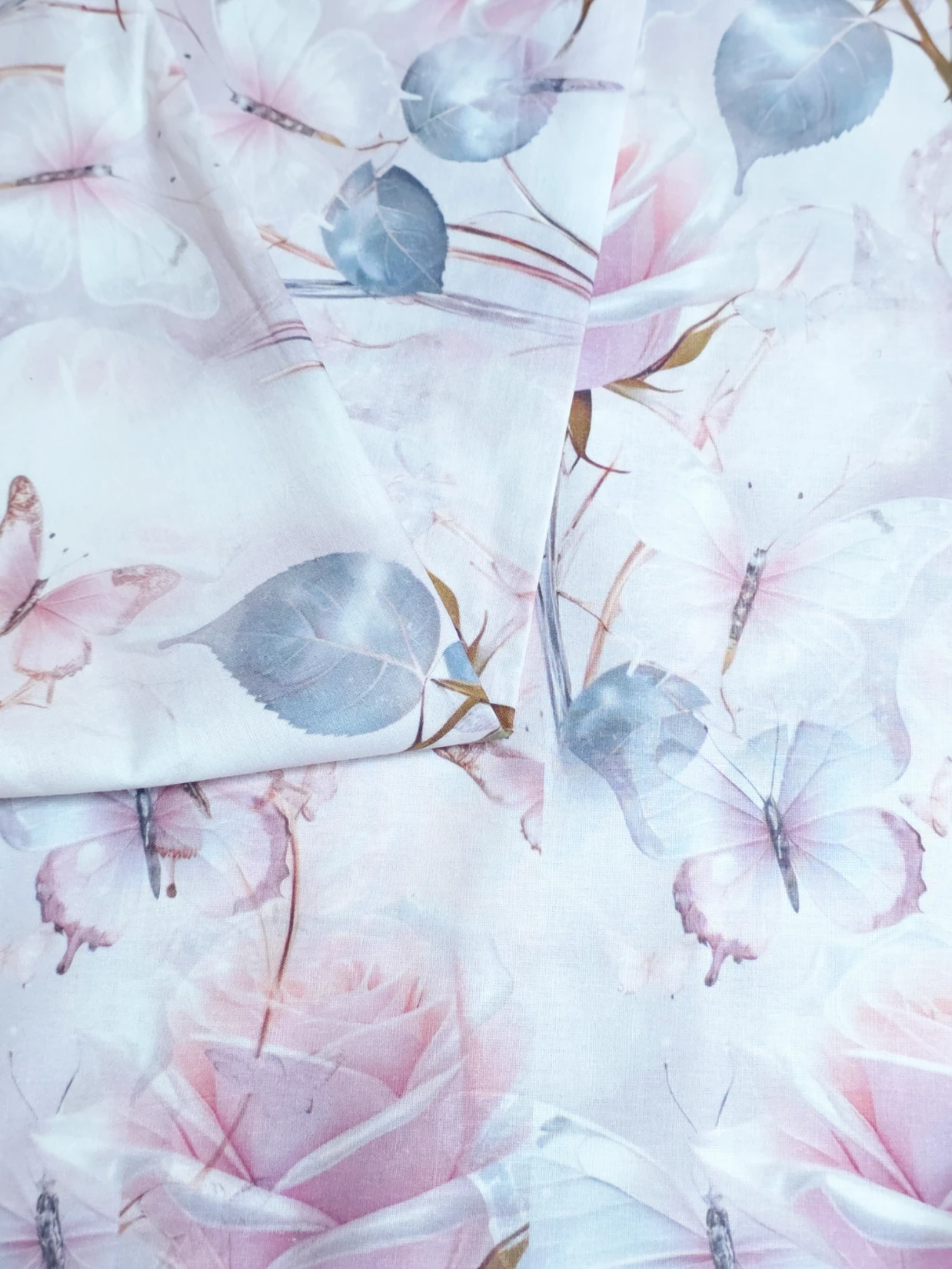 Bumbac ranforce premium Rose Butterfly Whisper