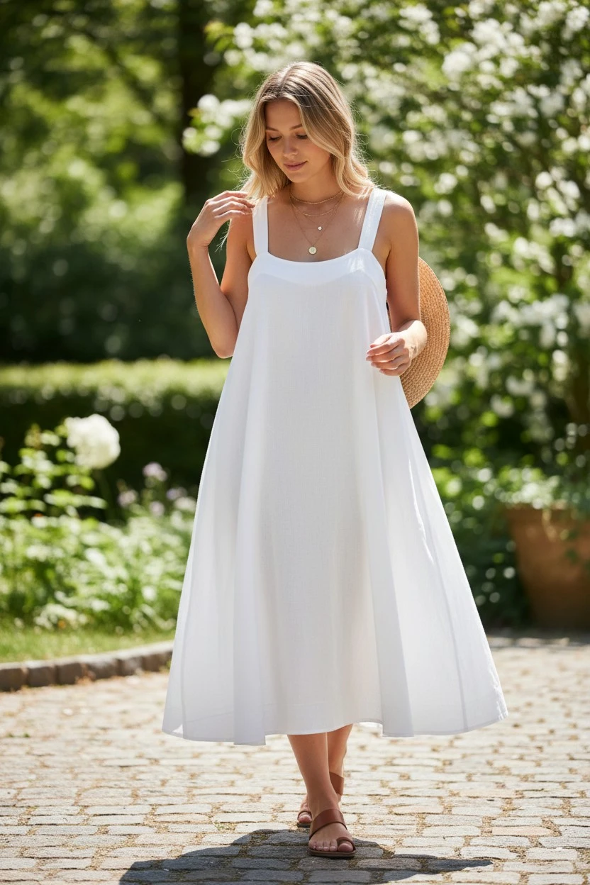 Poplin usor elastic ivoire
