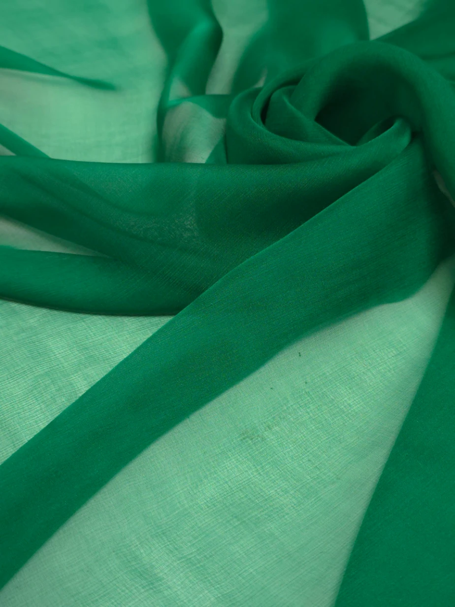 Matase naturala voal verde smarald