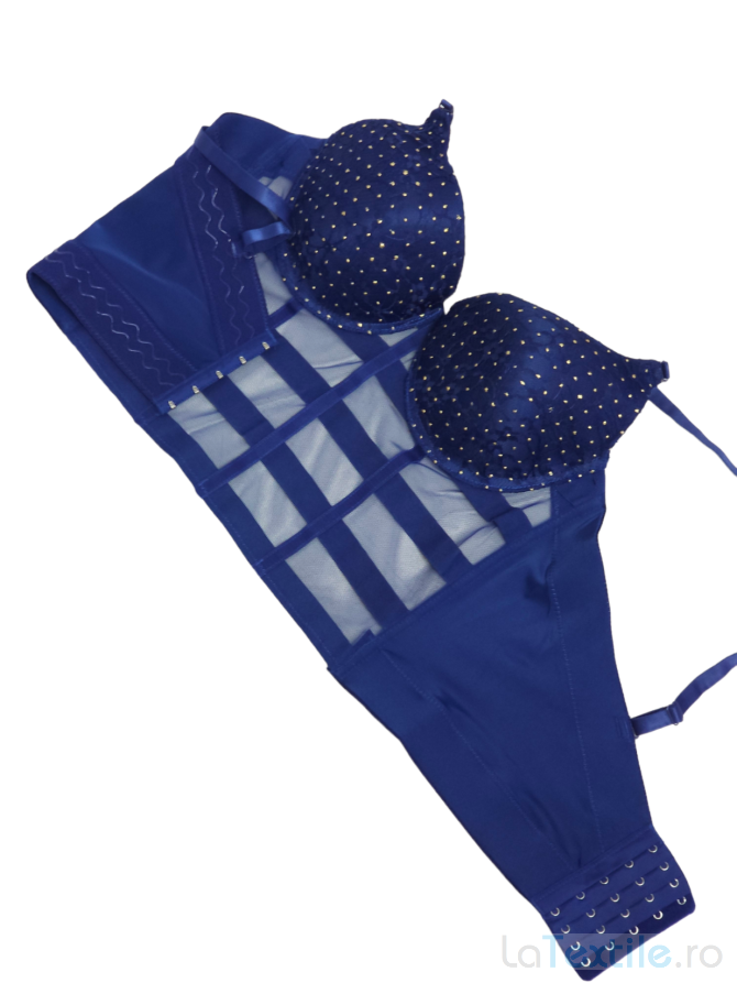 Corset modelator din satin cu cupe, bleumarin